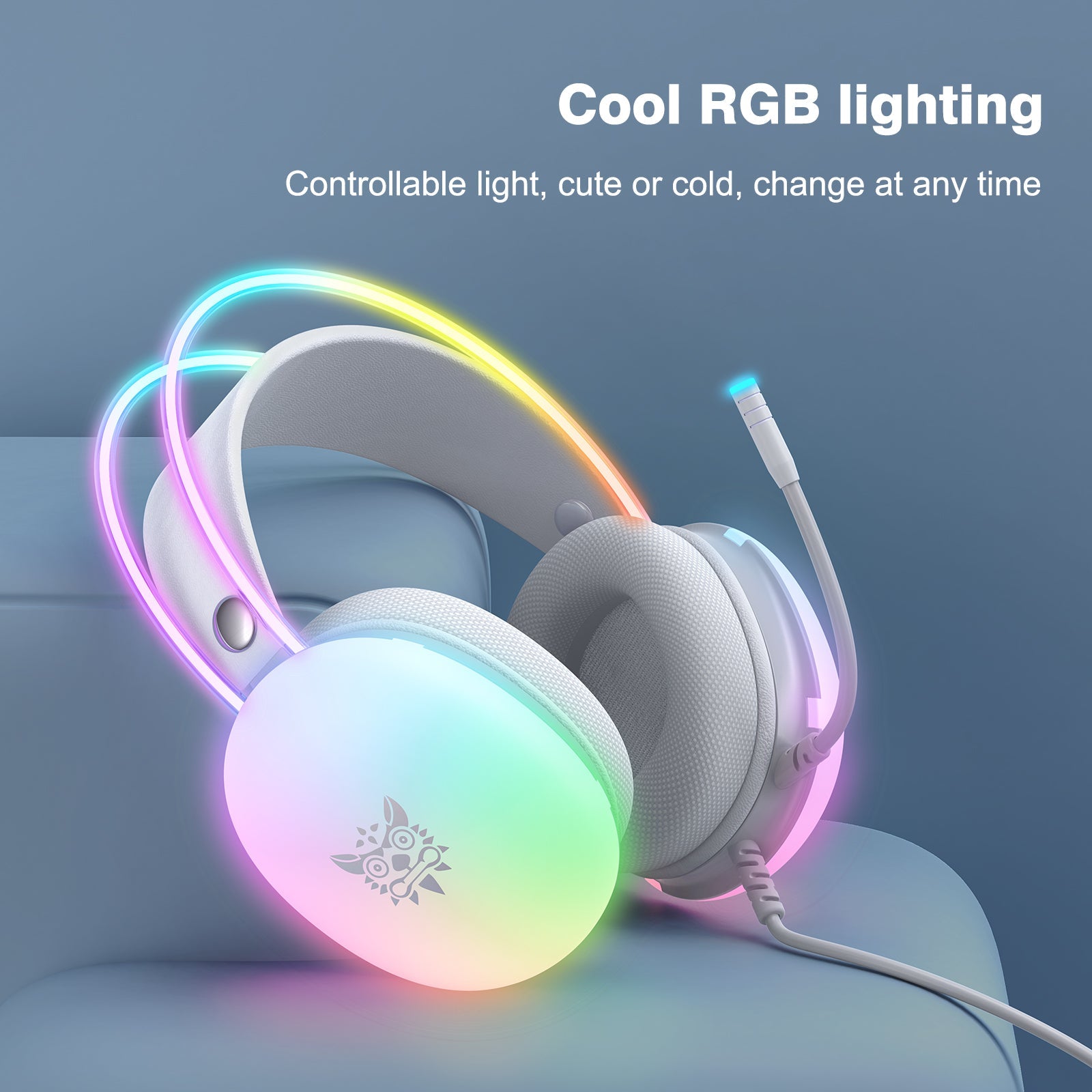 ONIKUMA X25 USB+3.5mm RGB Gaming Headset, White