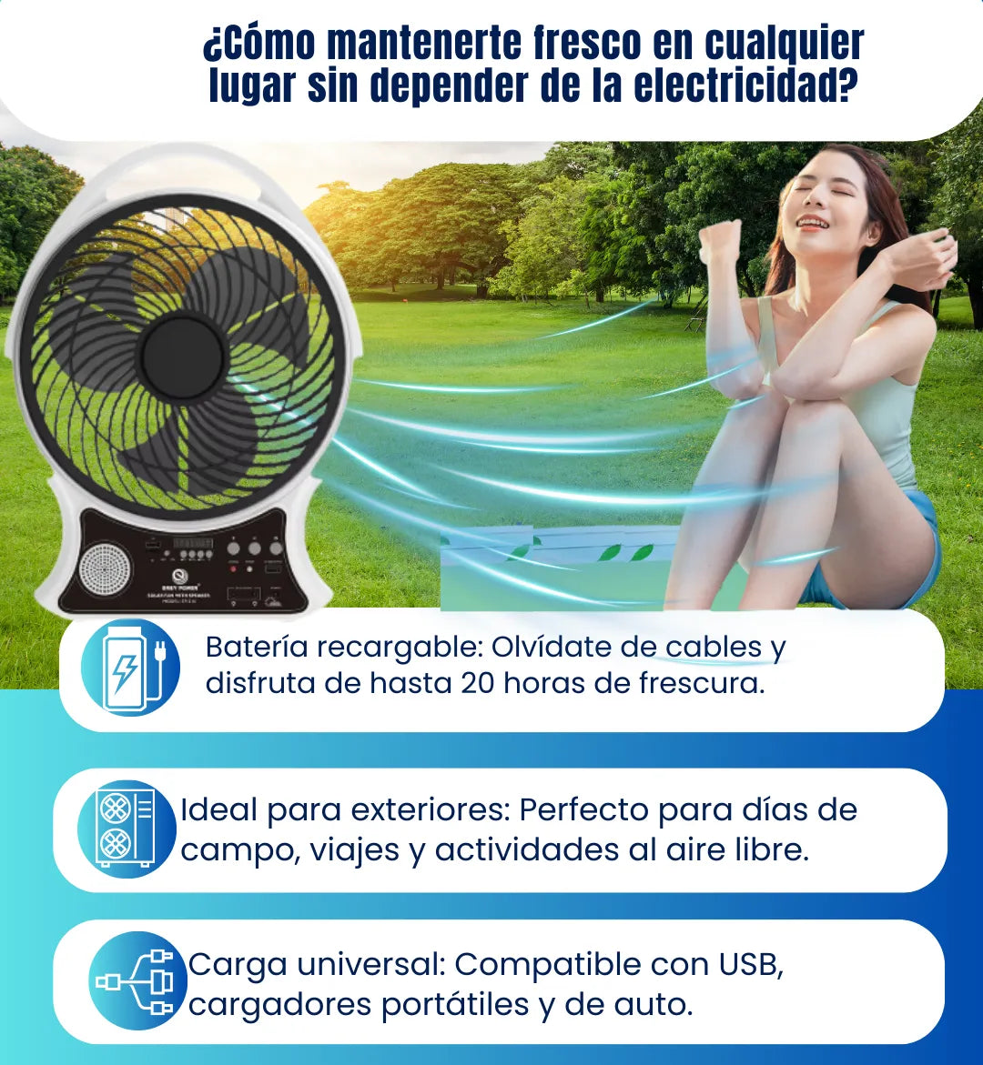 SolarBreeze® Ventilador Solar Recargable