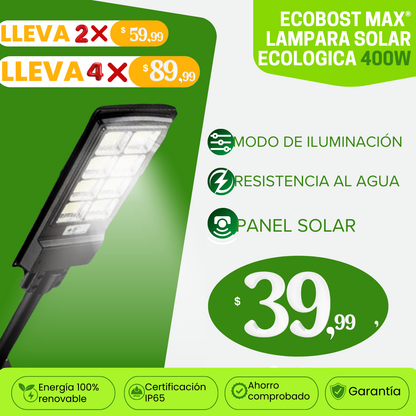 EcoBost Max®  Lampara Solar Ecologica 400W